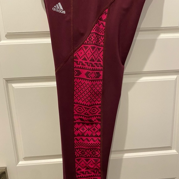 2/$18 NWOT Adidas High Waist Leggings Climawarm Maroon Pink Size XS - Picture 5 of 7